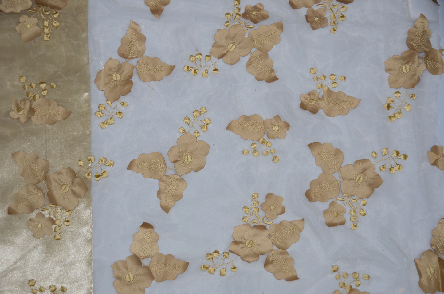 Applique Embroidered Organza Fabric by the Yard Double Side Scallop