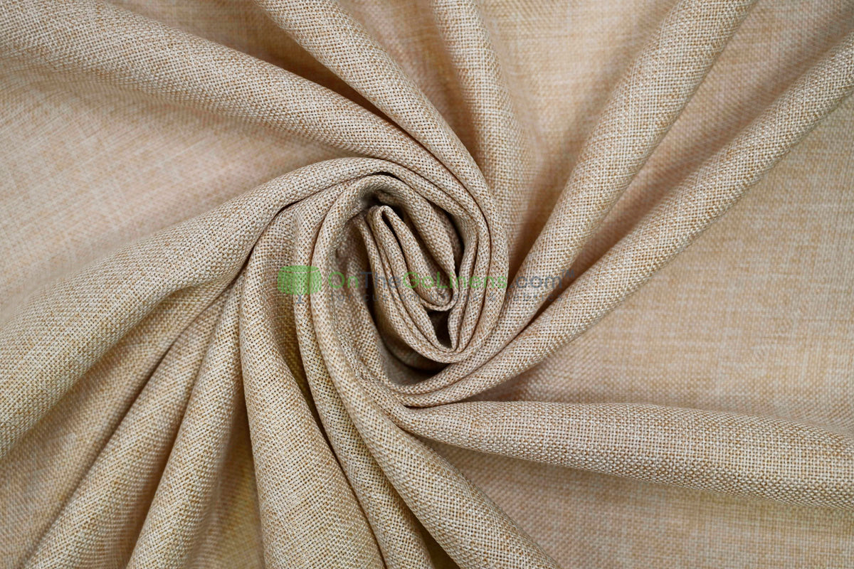 Vintage Linen Event Drapery Panels | Imitation Burlap Curtains | Washable 100% Polyester Burlap |