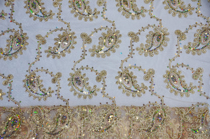 Coco Paisley Embroidery Fabric by the Yard | Metallic Coco Paisley Embroidery Fabric | Multiple Colors |