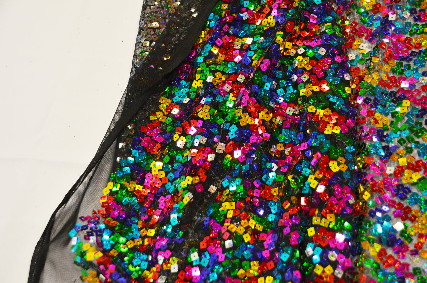 Rainbow Square Sequins Fabric by the Yard | Multi Color Sequins Fabric | 52" Wide | Holographic Square Sequins |