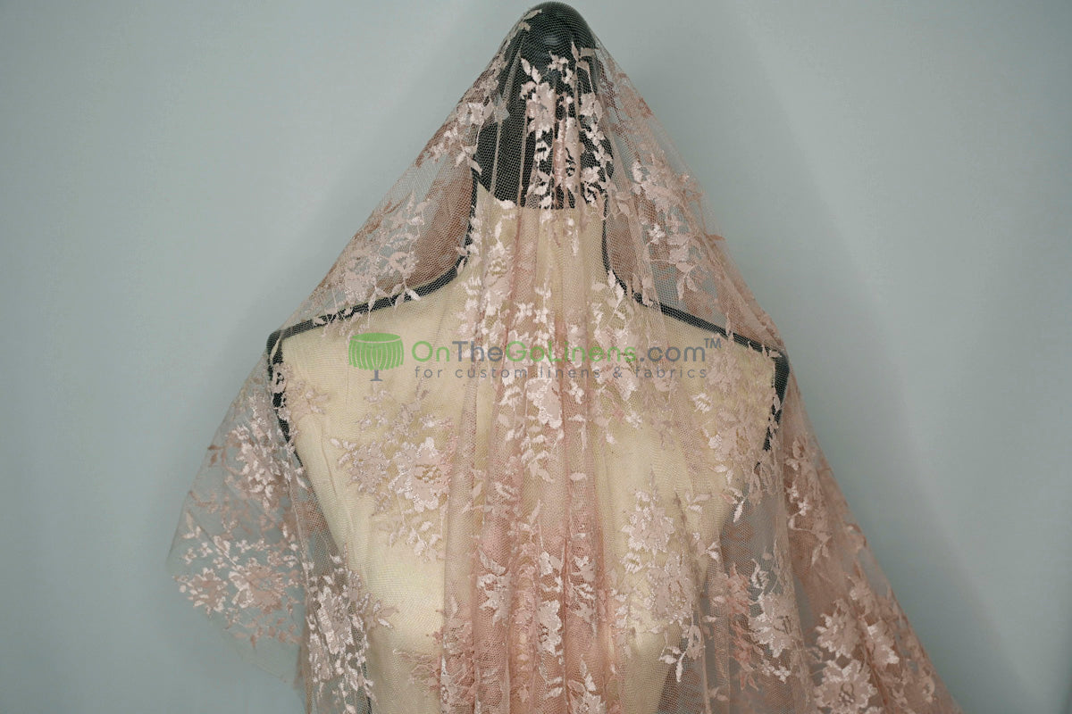 Chantilly Lace Fabric | Elegant Floral Lace | Lightweight & Sheer | Ideal for Bridal & Evening Wear