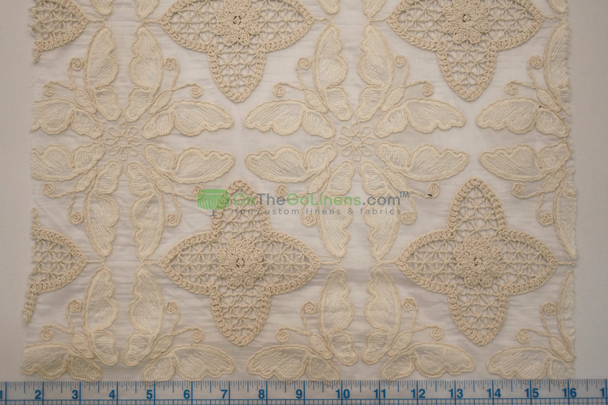 Butterfly Embroidery Cotton Fabric