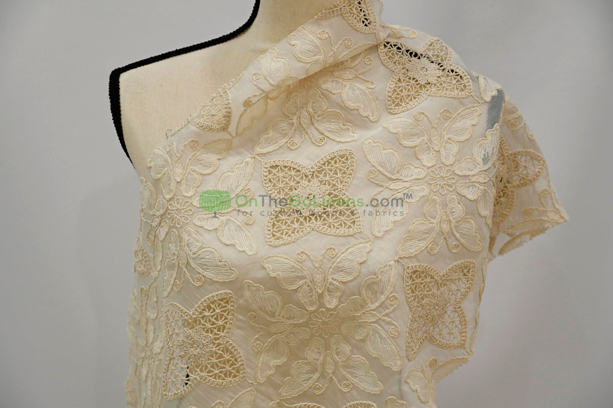 Butterfly Embroidery Cotton Fabric