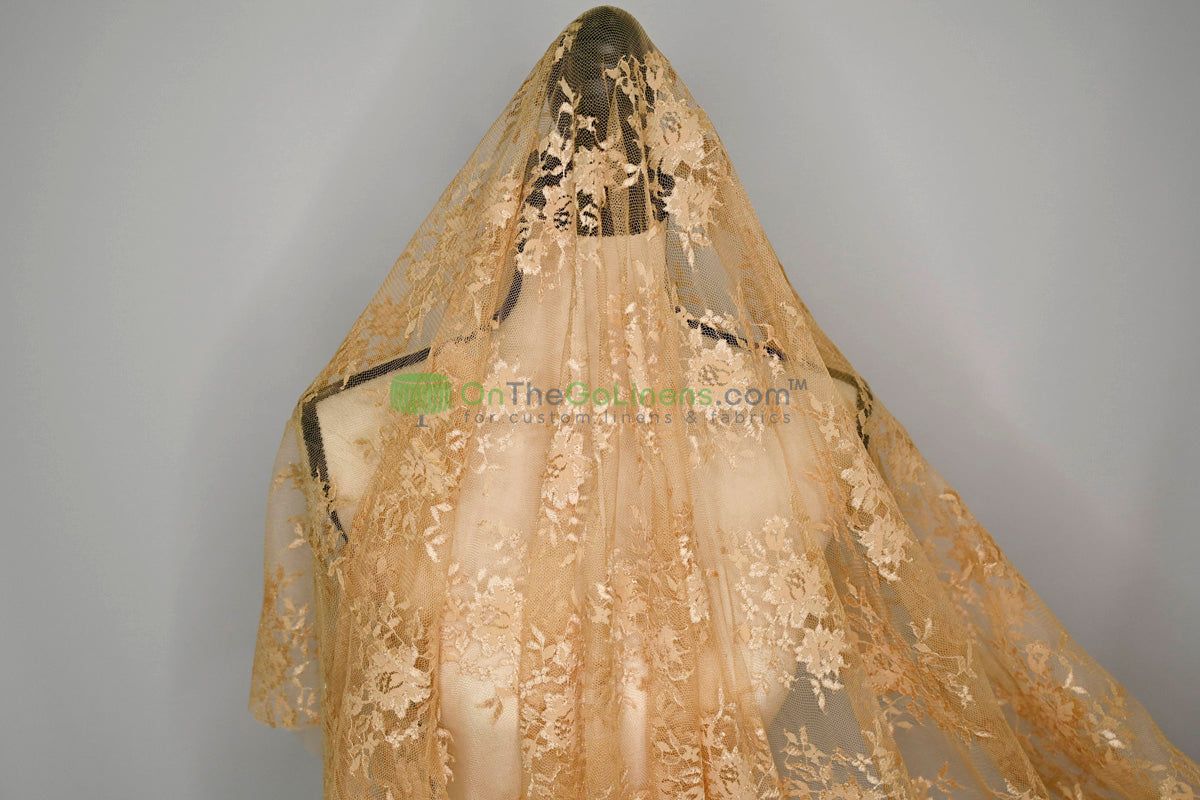 Chantilly Lace Fabric | Elegant Floral Lace | Lightweight & Sheer | Ideal for Bridal & Evening Wear