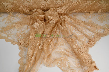 Chantilly Lace Fabric | Elegant Floral Lace | Lightweight & Sheer | Ideal for Bridal & Evening Wear