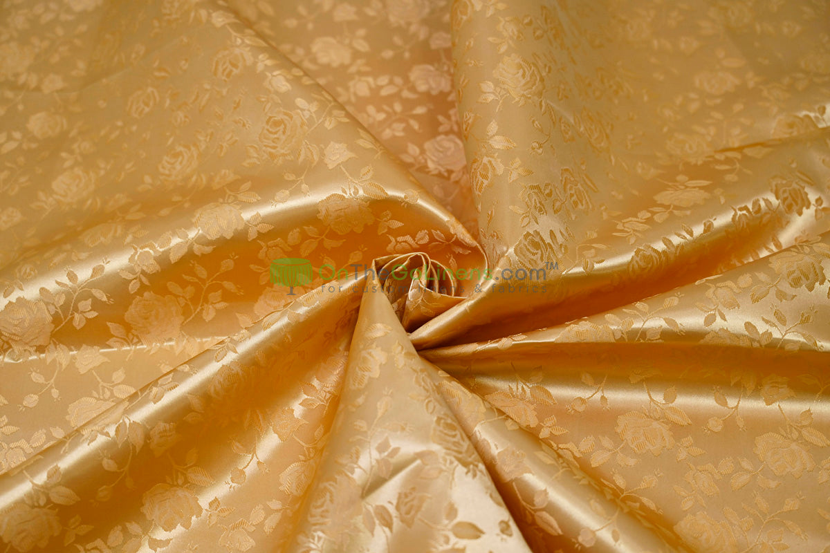 シルク　フローラルプリント サテン Floral Jacquard Satin Table Linens Isabella Floral Jacquard