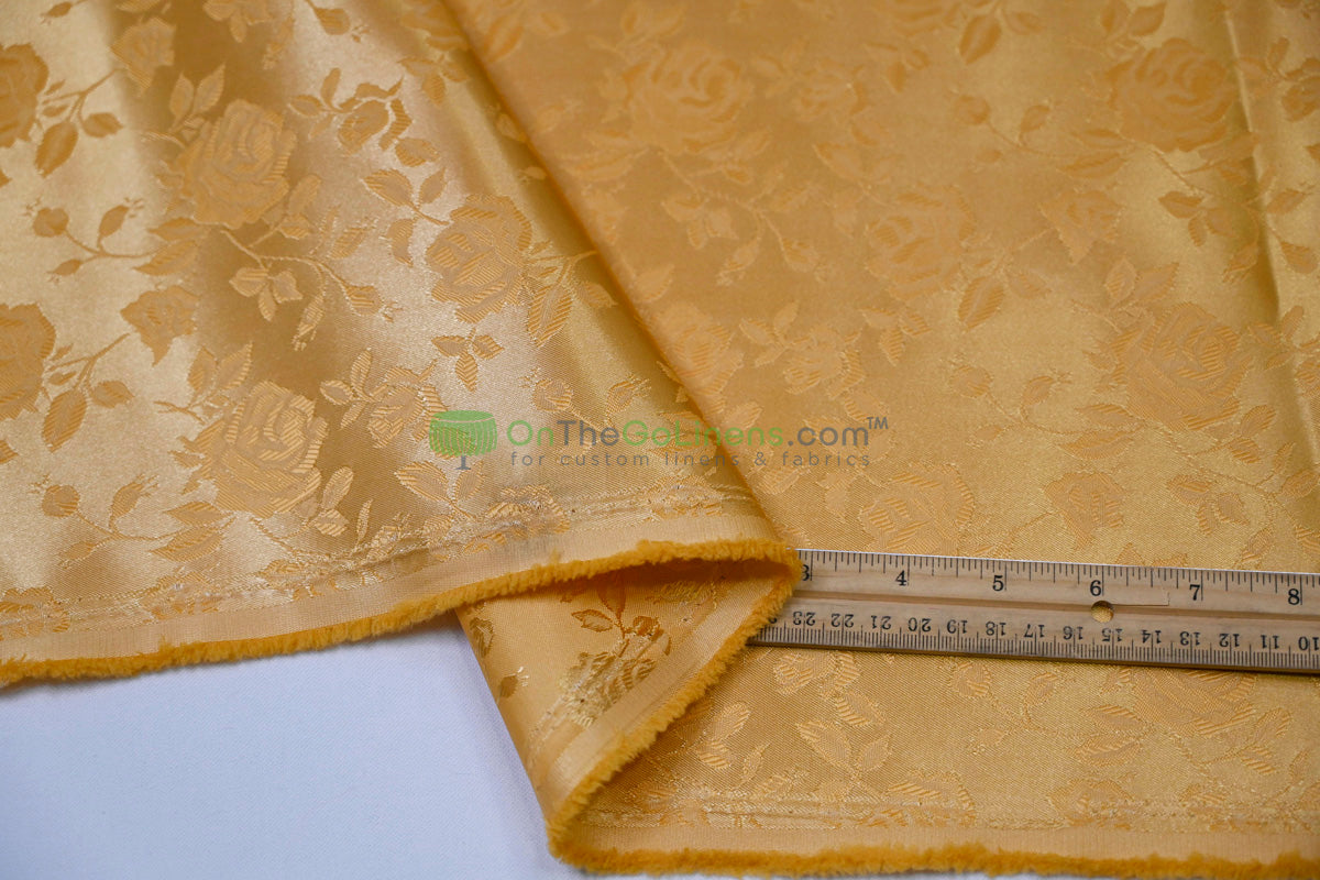 Floral Jacquard Satin Fabric by the Yard | Isabella Floral Jacquard | 60 Wide | Rose Jacquard Satin Fabric |
