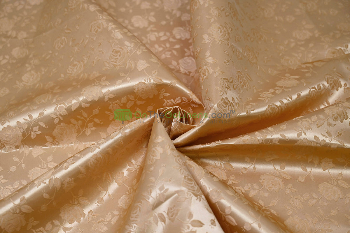 Floral Jacquard Satin Fabric by the Yard | Isabella Floral Jacquard | 60 Wide | Rose Jacquard Satin Fabric |