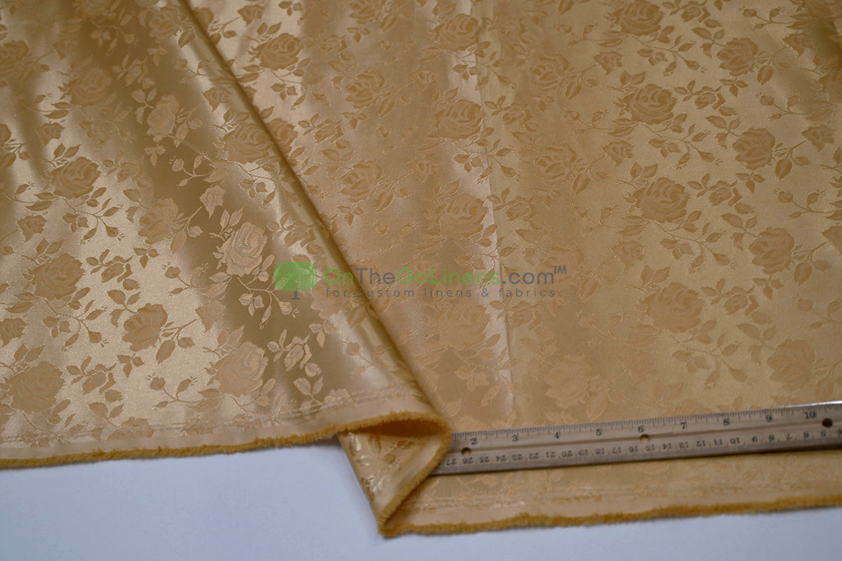 Floral Jacquard Satin Fabric by the Yard | Isabella Floral Jacquard | 60 Wide | Rose Jacquard Satin Fabric |
