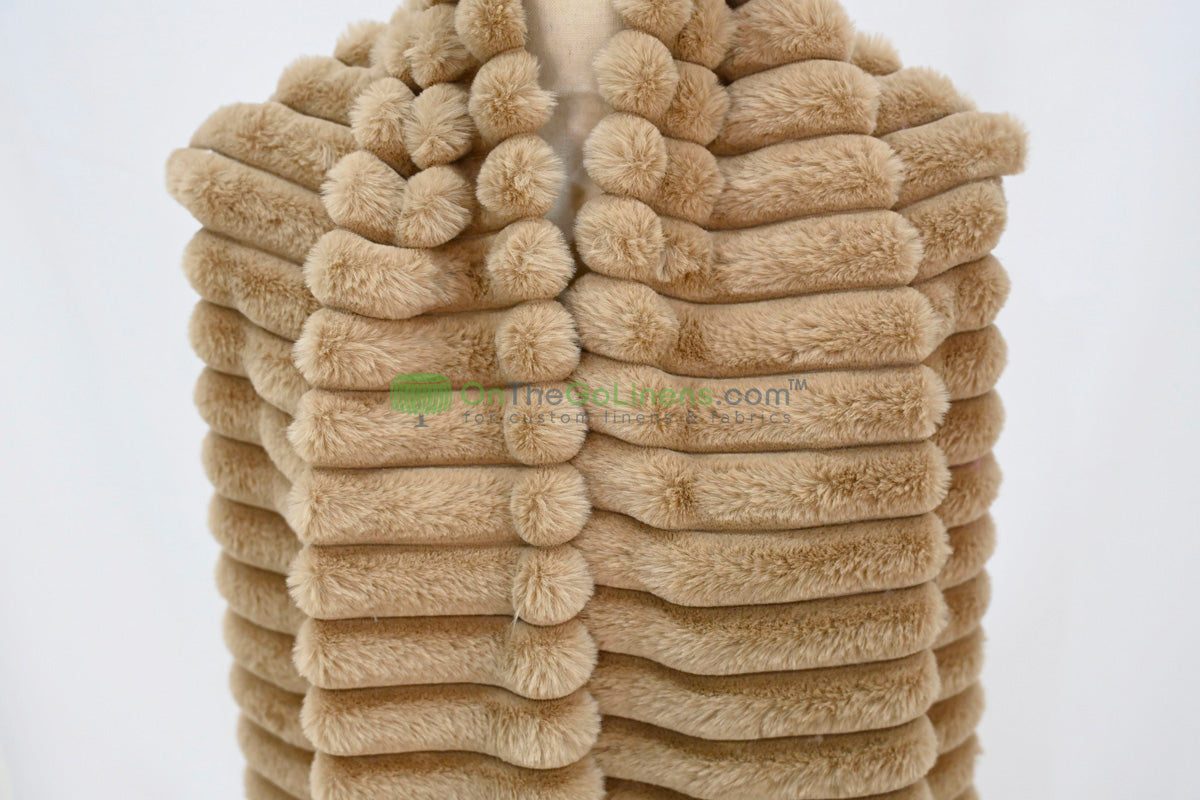 Striped Rabbit Fur Fabric by the Yard | Ultra-Soft Plush Faux Fur | 64/66” Wide | Available in Multiple Colors