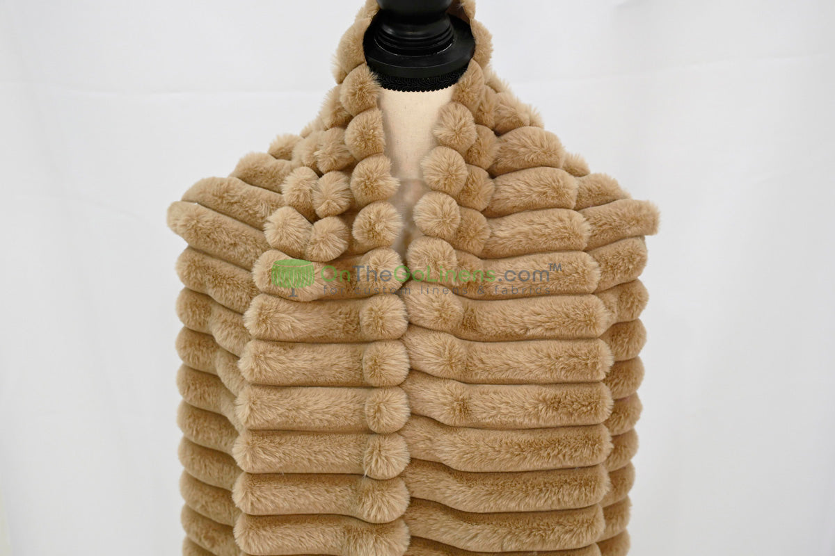 Striped Rabbit Fur Fabric by the Yard | Ultra-Soft Plush Faux Fur | 64/66” Wide | Available in Multiple Colors