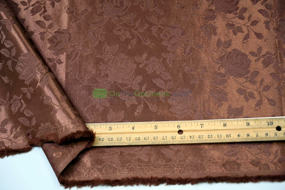 Floral Jacquard Satin Fabric by the Yard | Isabella Floral Jacquard | 60 Wide | Rose Jacquard Satin Fabric |