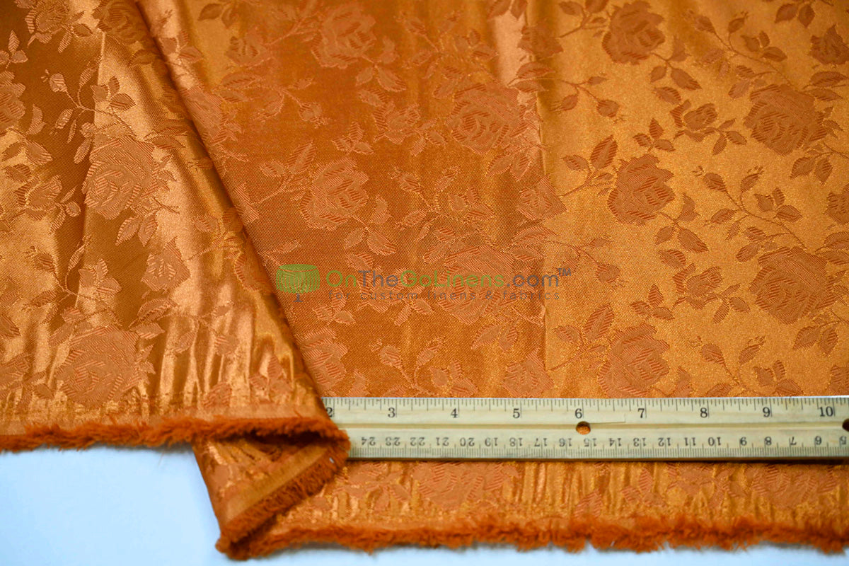 Floral Jacquard Satin Fabric by the Yard | Isabella Floral Jacquard | 60 Wide | Rose Jacquard Satin Fabric |