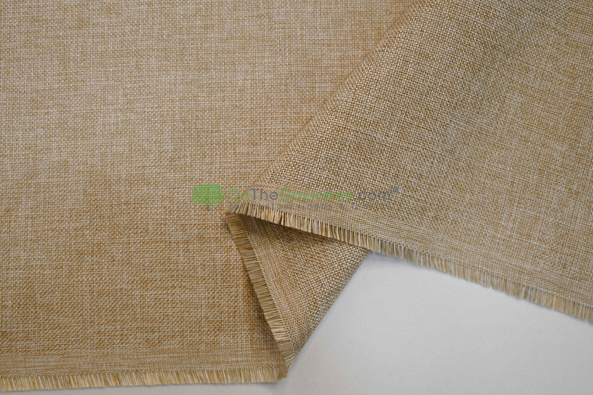 Vintage Linen Event Drapery Panels | Imitation Burlap Curtains | Washable 100% Polyester Burlap |