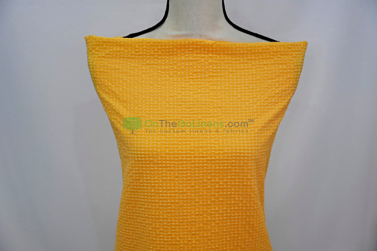 Gingham Seersucker Fabric – Lightweight 100% Polyester with Mechanical Stretch | 57/59" Width | 115 GSM