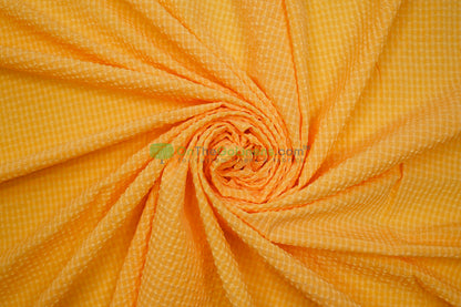 Gingham Seersucker Fabric – Lightweight 100% Polyester with Mechanical Stretch | 57/59" Width | 115 GSM