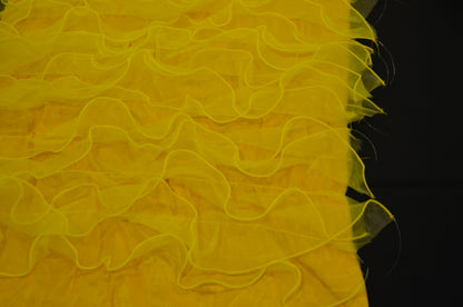 Layered Ruffle Taffeta Fabric by the Yard | Organza Ruffled Taffeta Fabric | 57" Wide | White Ivory Champagne Colors |