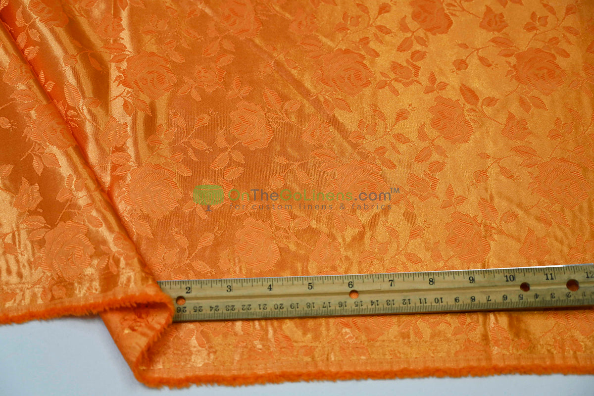 Floral Jacquard Satin Fabric by the Yard | Isabella Floral Jacquard | 60 Wide | Rose Jacquard Satin Fabric |