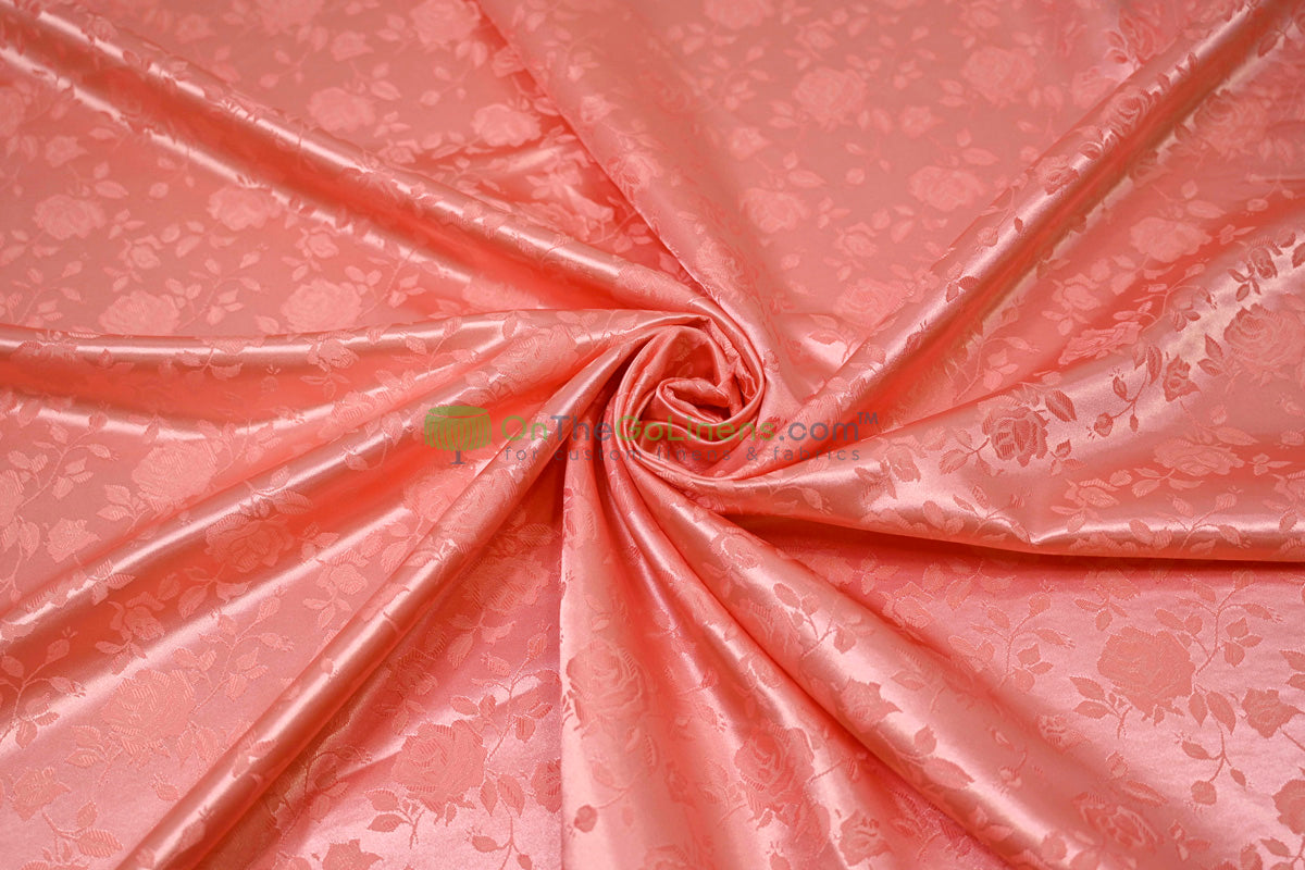 Floral Jacquard Satin Table Linens Isabella Floral Jacquard