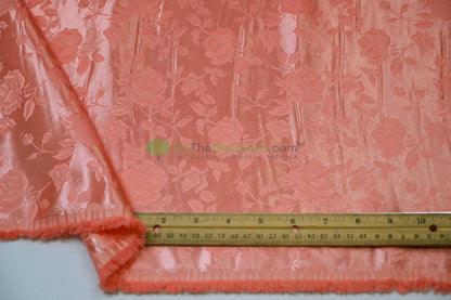 Floral Jacquard Satin Fabric by the Yard | Isabella Floral Jacquard | 60 Wide | Rose Jacquard Satin Fabric |