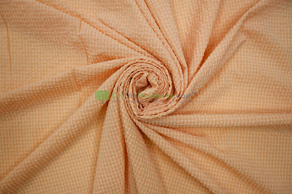 Gingham Seersucker Fabric – Lightweight 100% Polyester with Mechanical Stretch | 57/59" Width | 115 GSM