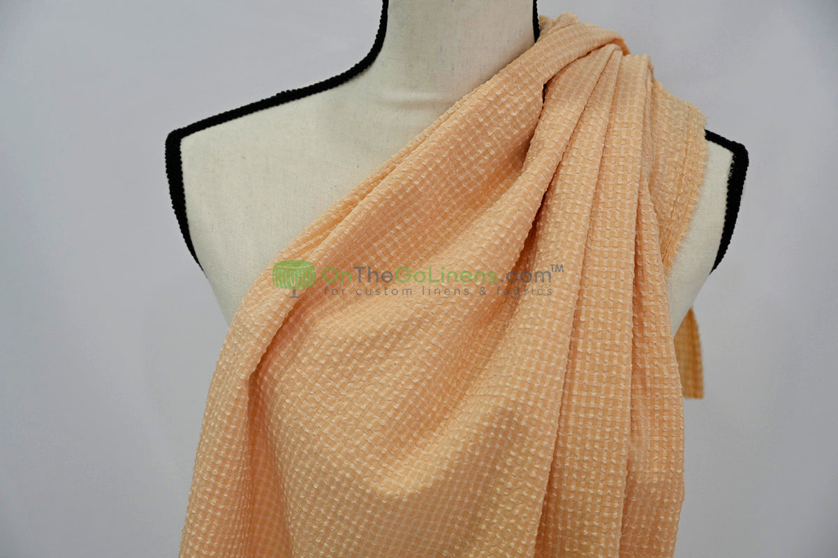 Gingham Seersucker Fabric – Lightweight 100% Polyester with Mechanical Stretch | 57/59" Width | 115 GSM