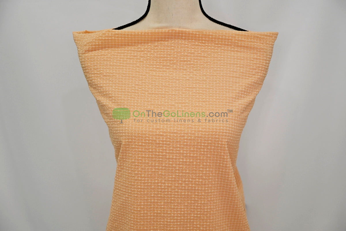 Gingham Seersucker Fabric – Lightweight 100% Polyester with Mechanical Stretch | 57/59" Width | 115 GSM
