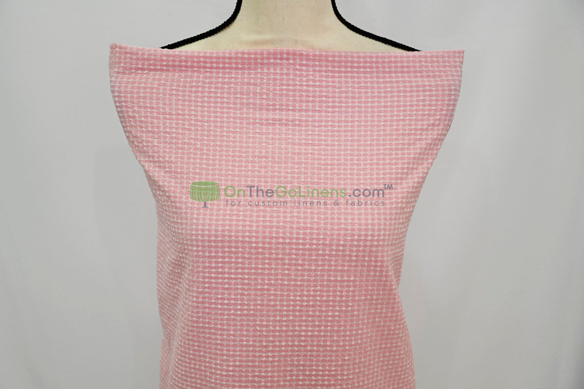 Gingham Seersucker Fabric – Lightweight 100% Polyester with Mechanical Stretch | 57/59" Width | 115 GSM