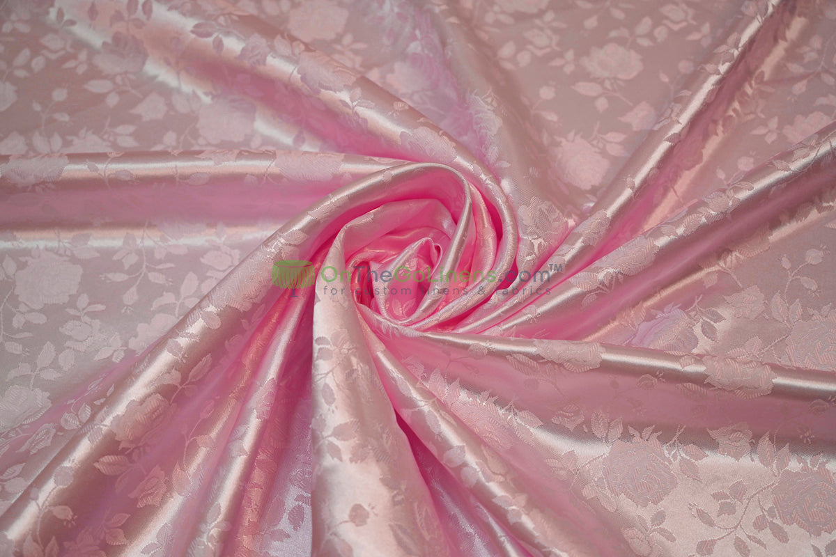 Floral Jacquard Satin Table Linens Isabella Floral Jacquard