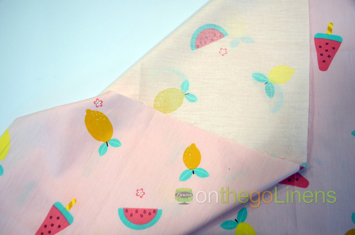 Yellow Lemon Watermelon Fruit Cotton Fabrics | 100% Cotton Print Fabrics | Two Colors |