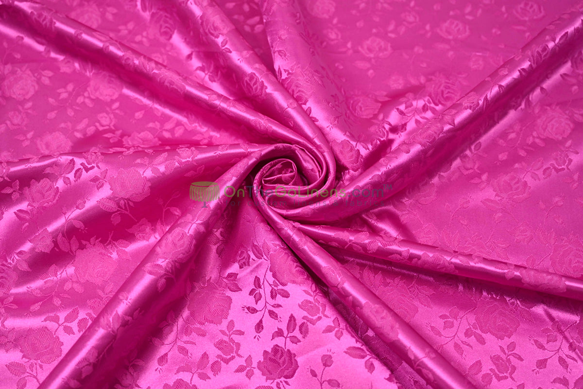 Floral Jacquard Satin Fabric by the Yard | Isabella Floral Jacquard | 60 Wide | Rose Jacquard Satin Fabric |