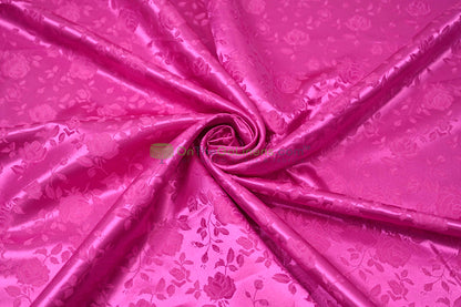 Floral Jacquard Satin Fabric by the Yard | Isabella Floral Jacquard | 60 Wide | Rose Jacquard Satin Fabric |