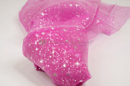 Star Foil Organza Fabric by the Yard | Metallic Star Print on Organza Fabric | 60" Wide | Multiple Colors |