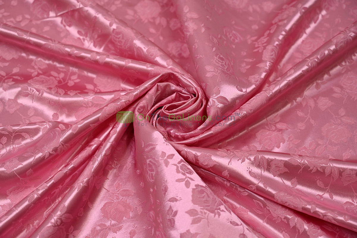 Floral Jacquard Satin Fabric by the Yard | Isabella Floral Jacquard | 60 Wide | Rose Jacquard Satin Fabric |
