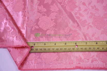Floral Jacquard Satin Fabric by the Yard | Isabella Floral Jacquard | 60 Wide | Rose Jacquard Satin Fabric |