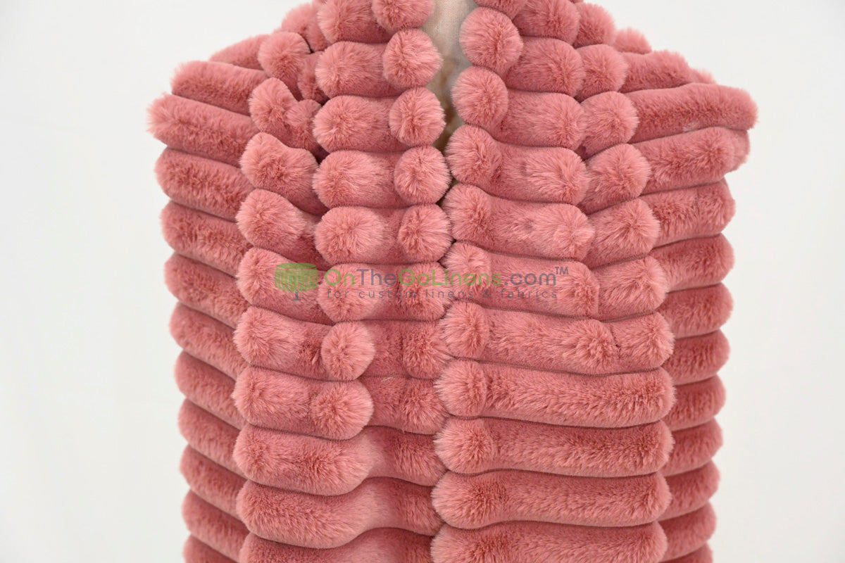 Striped Rabbit Fur Fabric by the Yard | Ultra-Soft Plush Faux Fur | 64/66” Wide | Available in Multiple Colors