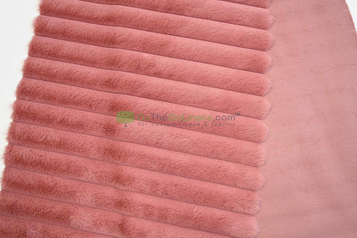 Striped Rabbit Fur Fabric by the Yard | Ultra-Soft Plush Faux Fur | 64/66” Wide | Available in Multiple Colors