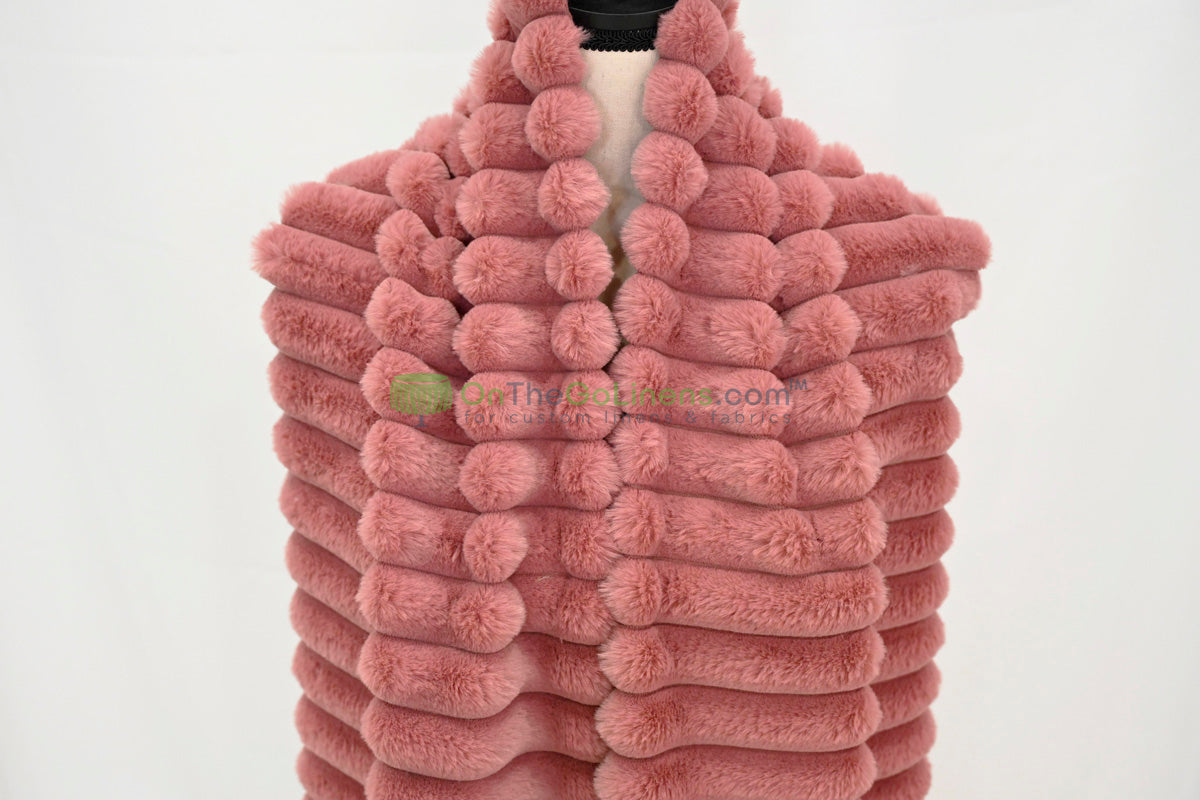 Striped Rabbit Fur Fabric by the Yard | Ultra-Soft Plush Faux Fur | 64/66” Wide | Available in Multiple Colors