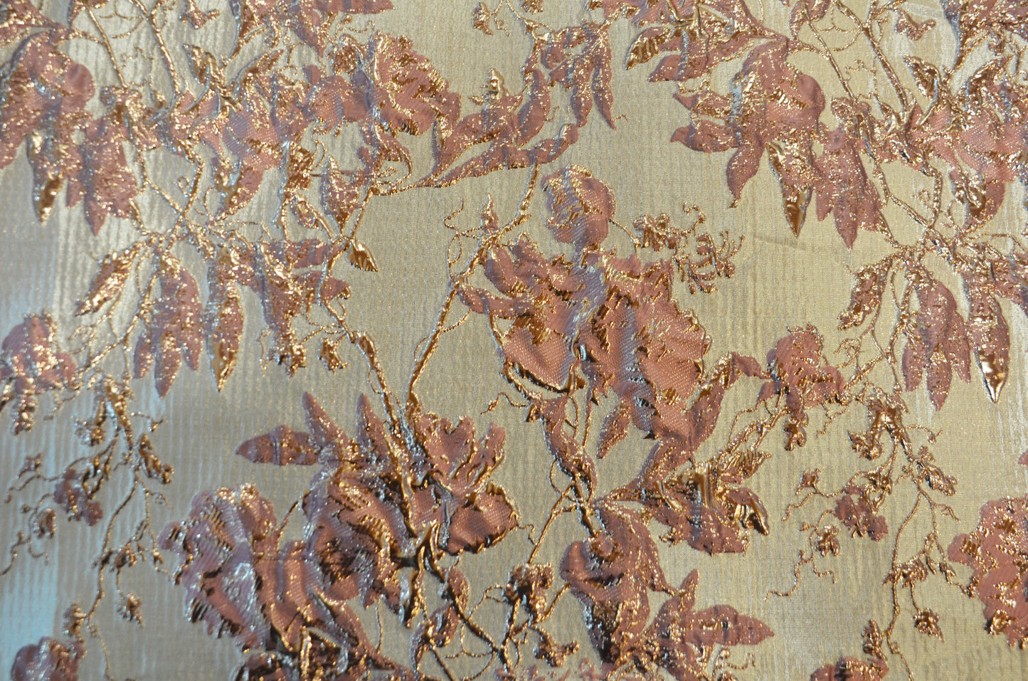 Mauve Floral Bubble Jacquard Fabric by the Yard | 100% Polyester Metallic |