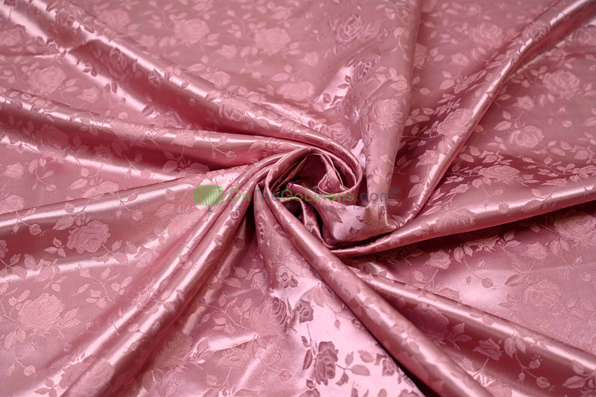 Floral Jacquard Satin Fabric by the Yard | Isabella Floral Jacquard | 60 Wide | Rose Jacquard Satin Fabric |