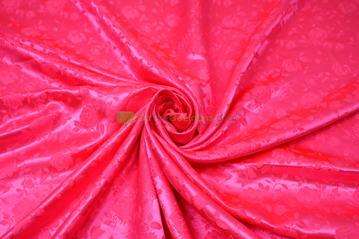 Floral Jacquard Satin Fabric by the Yard | Isabella Floral Jacquard | 60 Wide | Rose Jacquard Satin Fabric |