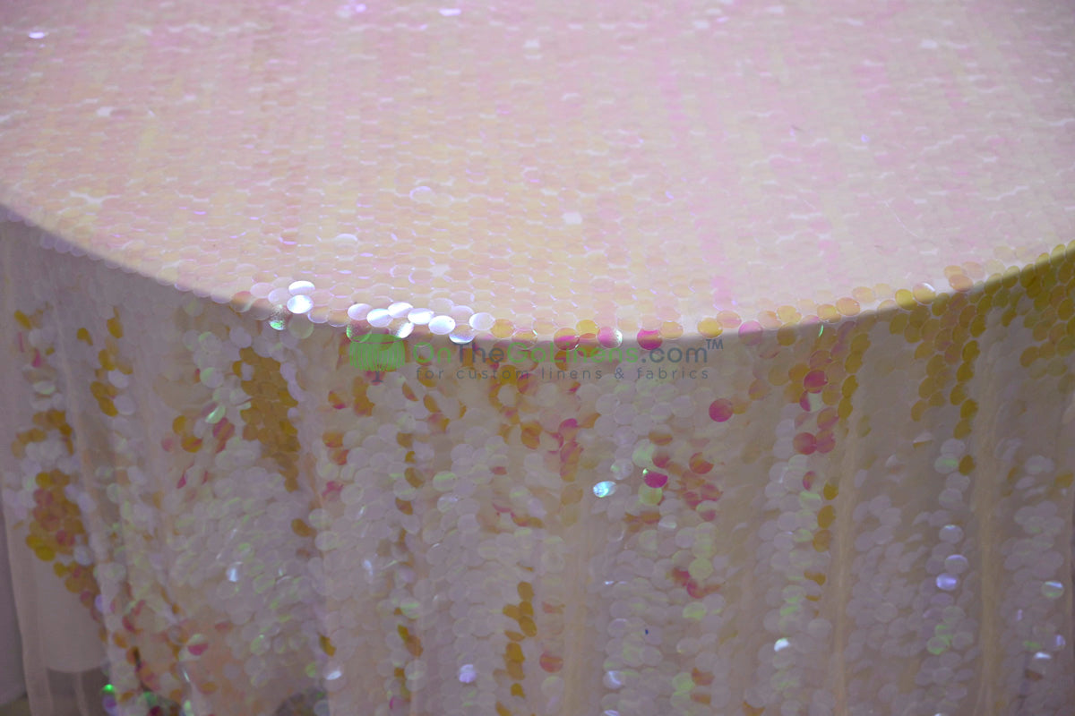 Payette Sequins Table Linens | Paillette Fish Scale Sequins Tablecloths | Multiple Colors |