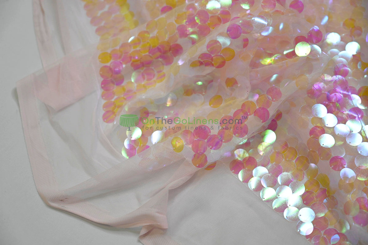 Payette Sequins Table Linens | Paillette Fish Scale Sequins Tablecloths | Multiple Colors |