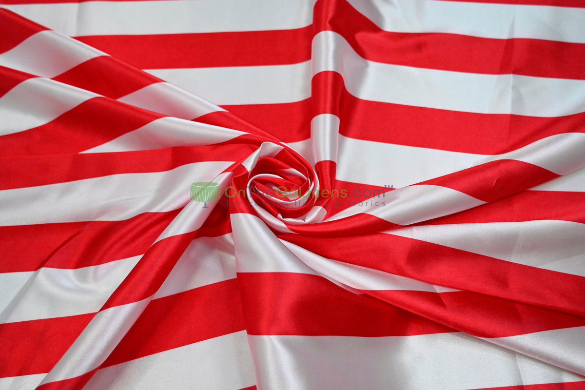 2" Stripe Charmeuse Satin Print Table Runners