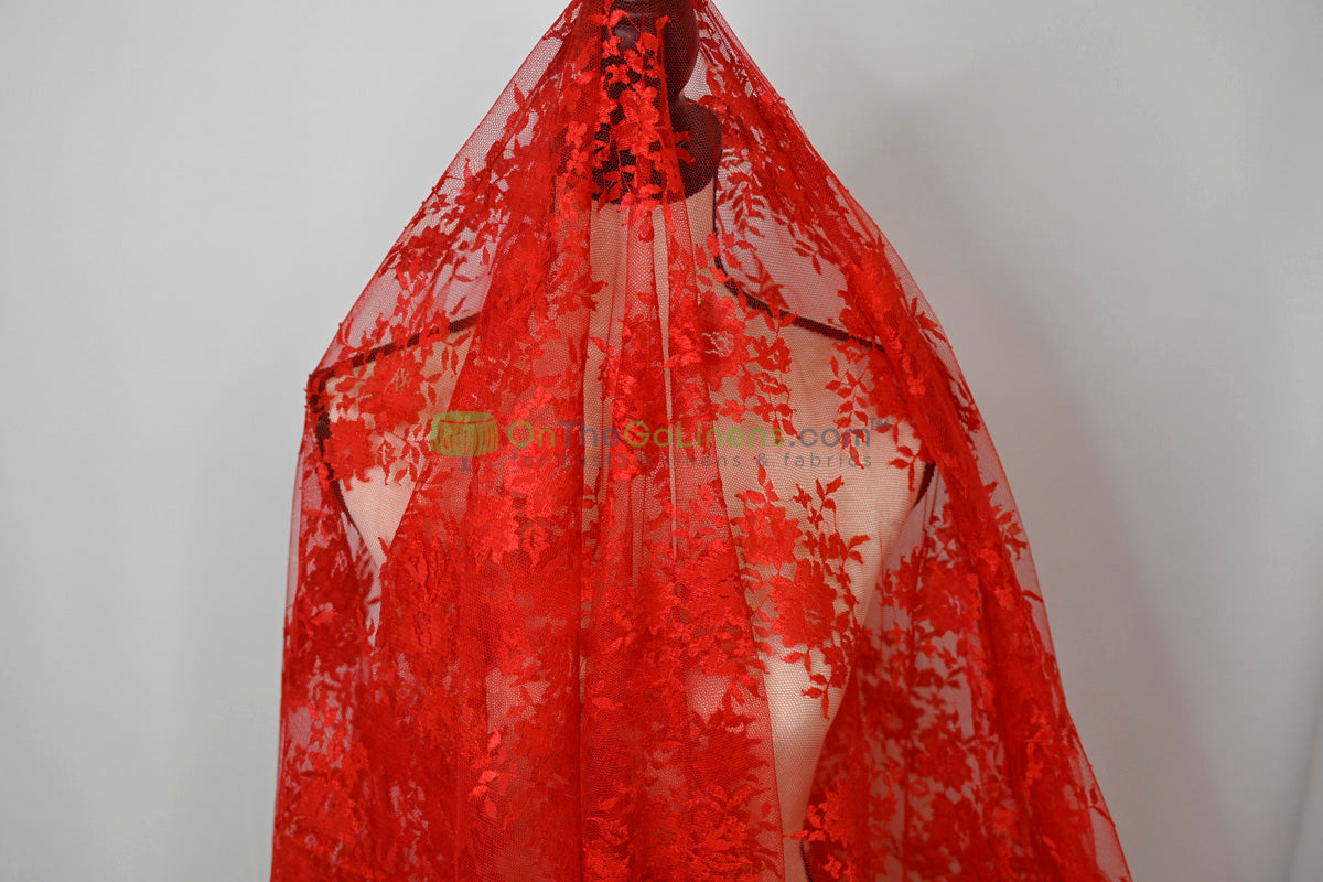 Chantilly Lace Fabric | Elegant Floral Lace | Lightweight & Sheer | Ideal for Bridal & Evening Wear