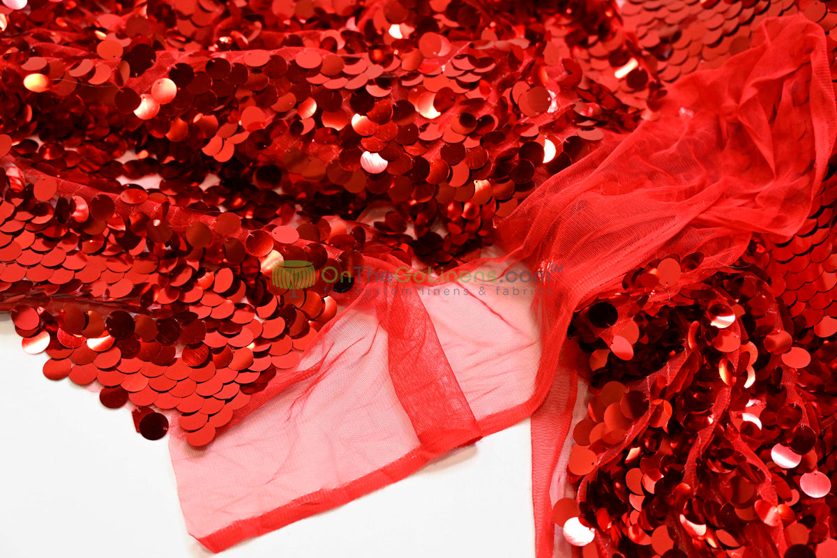 Payette Sequins Table Linens | Paillette Fish Scale Sequins Tablecloths | Multiple Colors |