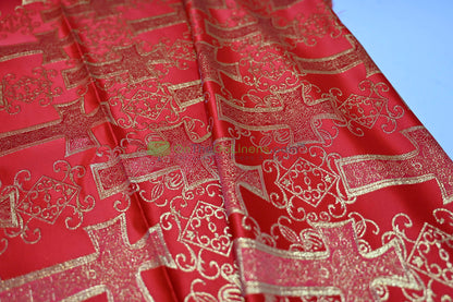 Religious Cross Brocade – Woven Liturgical Fabric | 60” Width | Polyester for Garments & Décor