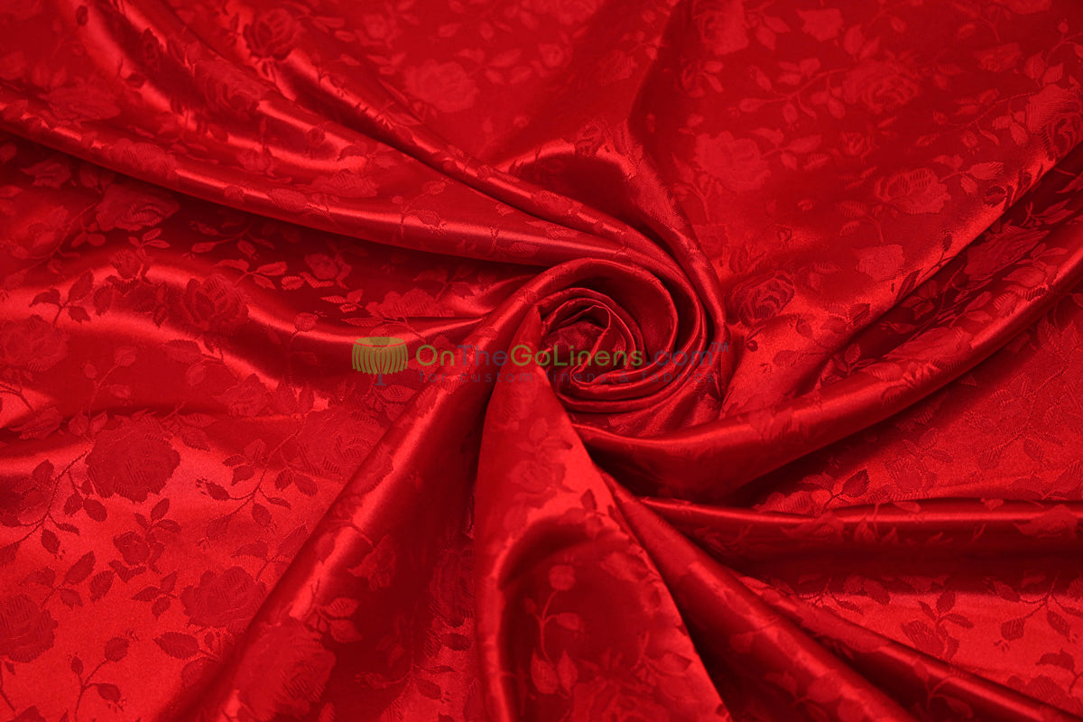 Floral Jacquard Satin Fabric by the Yard | Isabella Floral Jacquard | 60 Wide | Rose Jacquard Satin Fabric |