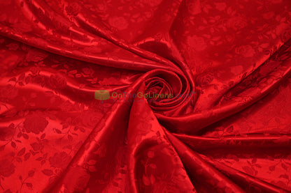 Floral Jacquard Satin Fabric by the Yard | Isabella Floral Jacquard | 60 Wide | Rose Jacquard Satin Fabric |