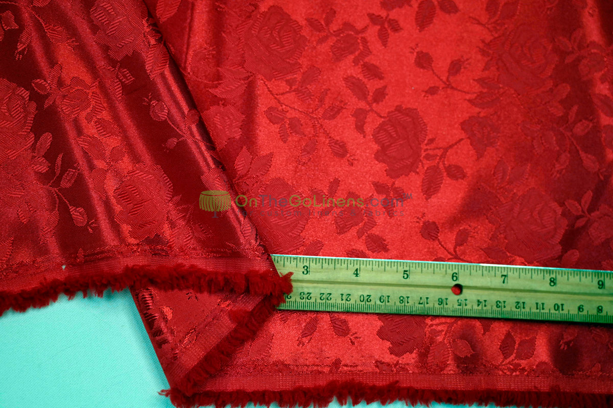 Floral Jacquard Satin Fabric by the Yard | Isabella Floral Jacquard | 60 Wide | Rose Jacquard Satin Fabric |